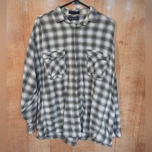Gray Plaid Button-Up Shirt